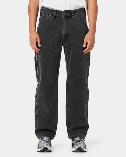 Image of Jeans. Productname: A Brand - Mens A Brand X Rip Curl A5 Baggy Bazza Tapered Jeans - Washed Black - in Washed Black colour by brand - A Brand