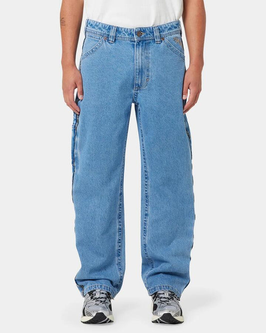 Image of Jeans. Productname: A Brand - Mens A Brand X Rip Curl A5 Baggy Larry Tapered Jeans - Light Vintage Indigo - in Light Vintage Indigo colour by brand - A Brand