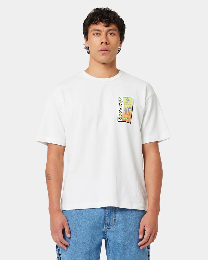 Image of T-Shirts. Product name - A Brand Mens A Brand X Rip Curl Hot Locals T-Shirt White Sand in White Sand colour by brand - A Brand