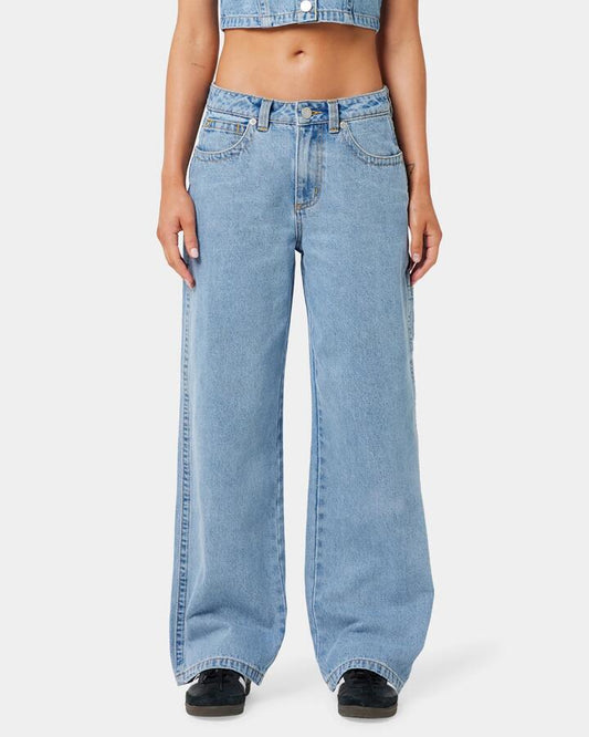 Image of Jeans. Productname: A Brand - Womens A Brand X Rip Curl 95 Baggy Ariane Denim Jeans - Light Vintage Blue - in Light Vintage Blue colour by brand - A Brand