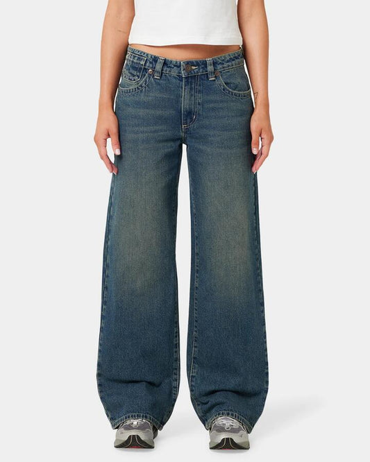 Image of Jeans. Productname: A Brand Womens A Brand X Rip Curl 99 Baggy Zola Denim Jeans Tint Dark Blue - in Tint Dark Blue colour by brand - A Brand