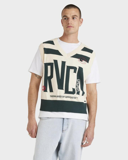 Image of Coats & Jackets. Productname: RVCA - Mens All Brand Knitted Vest - Natural - in Natural colour by brand - RVCA