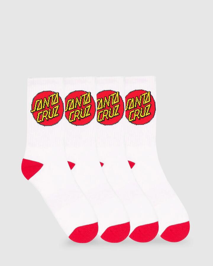 Image of Socks. Product name - Santa Cruz Boys 8-16 Classic Dot Crew Socks White in White colour by brand - Santa Cruz