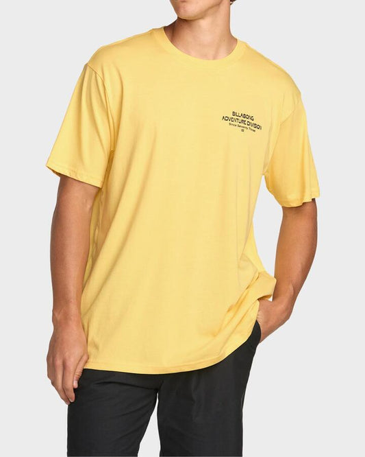 Image of a model wearing Tops. Productname: Billabong - Mens Setup A/Div T-Shirt - Lemon - in Lemon colour by brand - Billabong