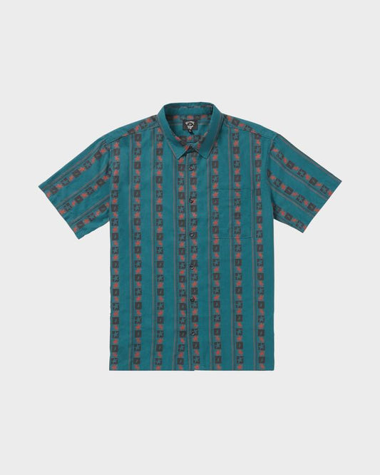 Image of a model wearing Tops. Productname: Billabong - Mens Star Short Sleeve Shirt - Teal - in Teal colour by brand - Billabong