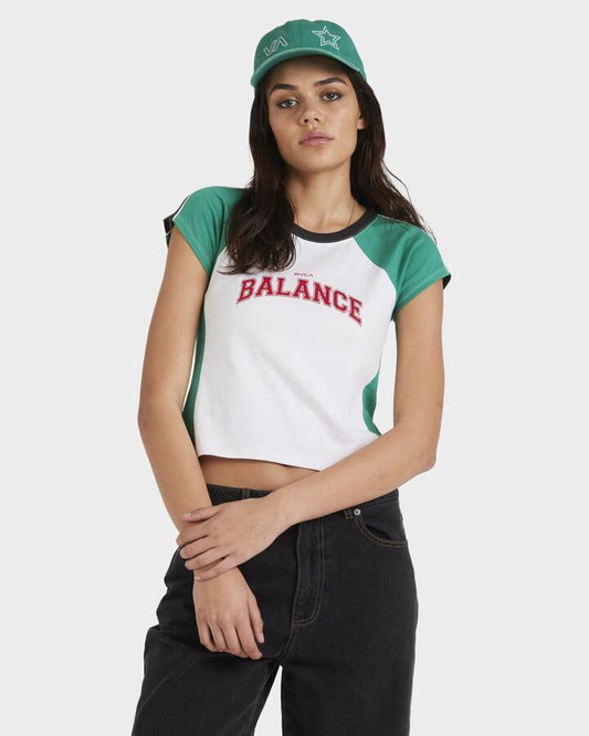 Image of T-Shirts. Productname: RVCA Womens Balance Shrunke T-Shirt Bottle Green - in Bottle Green colour by brand - RVCA