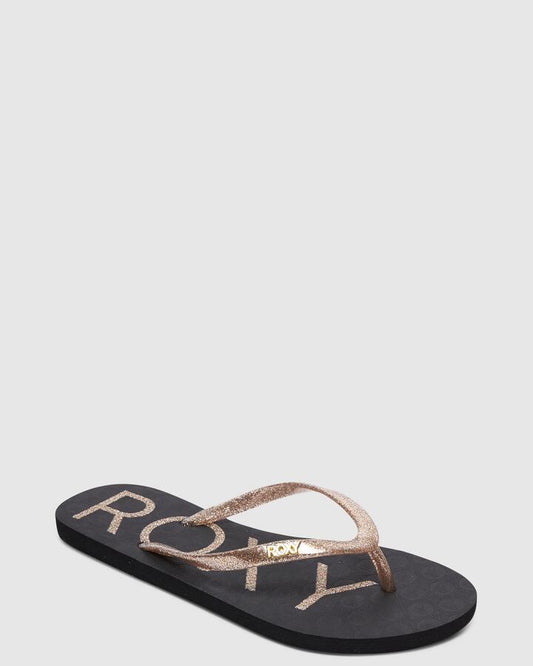 Image of Sandals. Productname: Roxy - Womens Viva Sparkle Thongs - Black/Gold - in Black/Gold colour by brand - Roxy