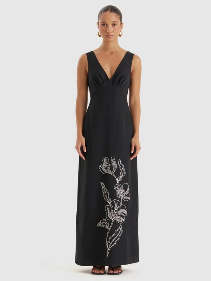 Image of a model wearing Dress. Productname: 4th & Reckless Simmi Dress in Black colour by brand - 4th & Reckless