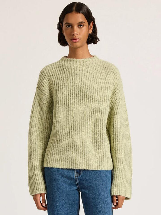 Image of a model wearing Tops. Productname: Nude Lucy Parker Knit in Grass colour by brand - Nude Lucy