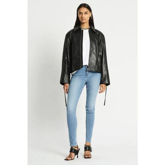 Image of a model wearing Denim. Productname: Maeve Stretch Skinny Jean in LIGHT BLUE colour by brand - sass and bide
