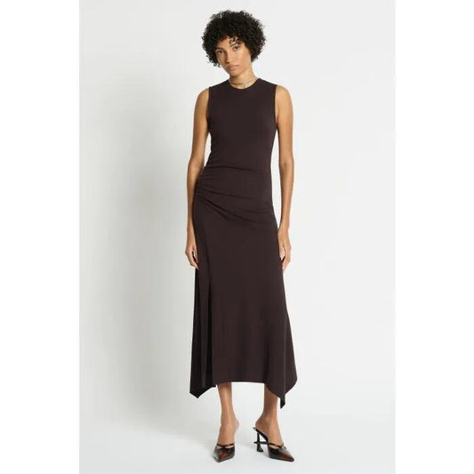 Image of a model wearing Dress. Productname: Chain Reaction Jersey Dress in KALAMATA colour by brand - sass and bide