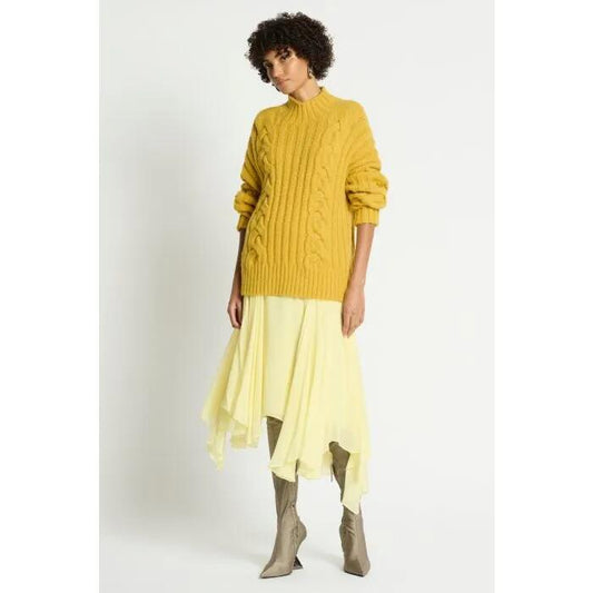 Image of a model wearing Skirts. Productname: Fragaria Skirt in LIMONCELLO colour by brand - sass and bide