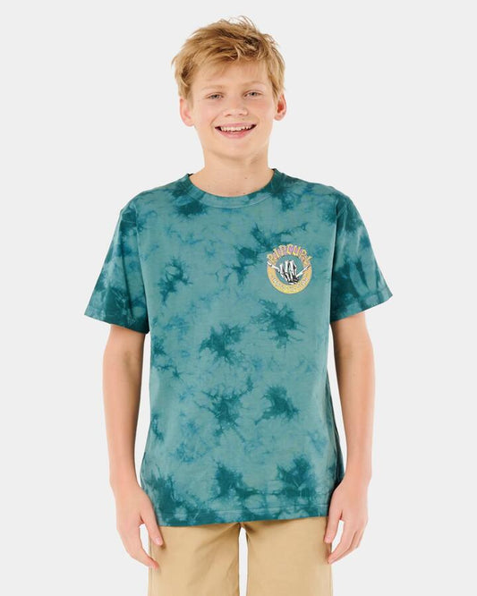 Image of T-Shirts. Product name - Rip Curl Boys 8-16 Shred Shaka T-Shirt Bluestone in Bluestone colour by brand - Rip Curl