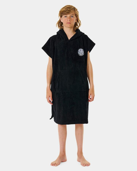 Image of Towels. Product name - Rip Curl Boys 8-16 Logo Hooded Towel Black in Black colour by brand - Rip Curl