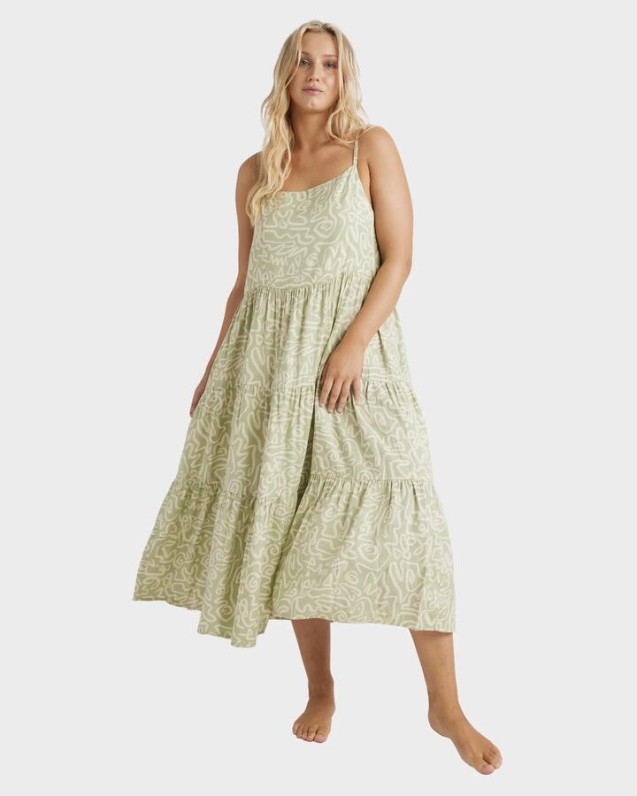 Image of Dresses. Product name - Billabong Womens Sunny Lines Lost Love Maxi Dress Sage Frost in Sage Frost colour by brand - Billabong