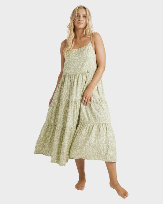 Image of Dresses. Product name - Billabong Womens Sunny Lines Lost Love Maxi Dress Sage Frost in Sage Frost colour by brand - Billabong