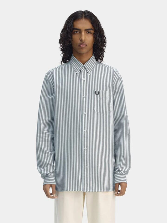 Image of Footwear. Productname: Fred Perry Stripe Oxford Shirt in Tennis Blue colour by brand - Fred Perry