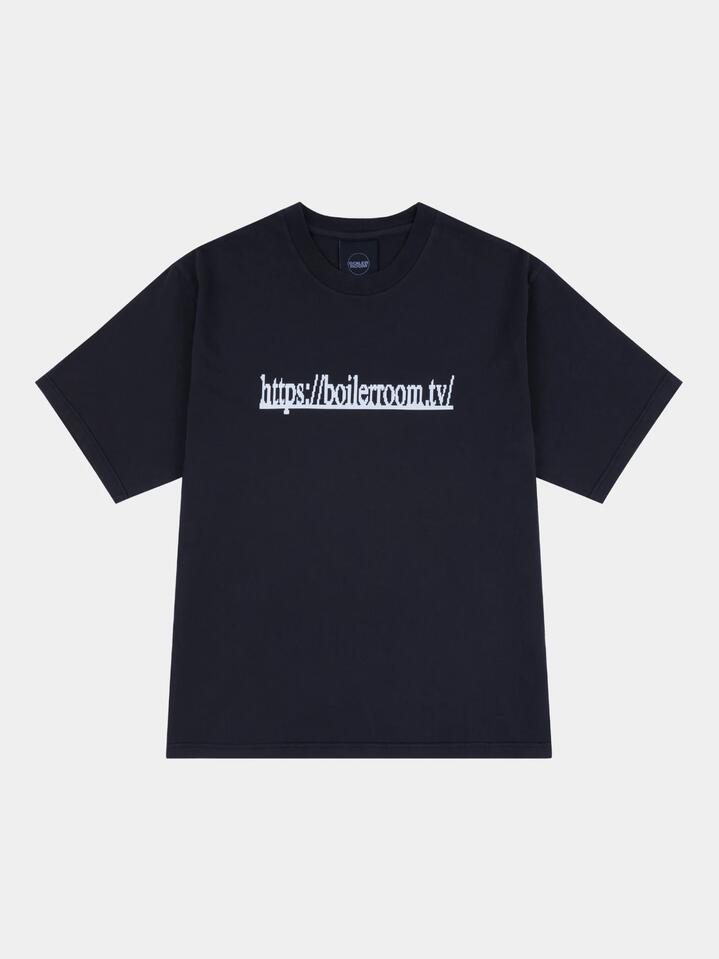Image of a model wearing Tops. Productname: Boiler Room Boiler Room TV Logo Tee in Black colour by brand - Boiler Room