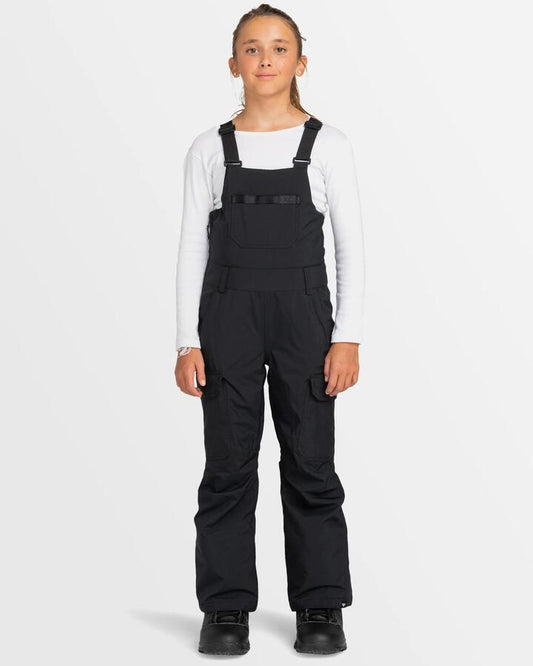 Image of a model wearing Pants. Product name - Roxy Girls 8-16 Non Stop Bib Snow Pants True Black in True Black colour by brand - Roxy