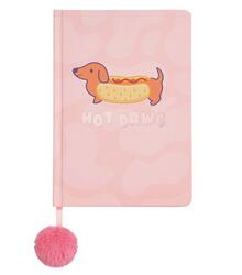 Image of Notebooks & Notepads. Product name - Pink Hot Dawg Notebook with Pompom in colour by brand - Toymate