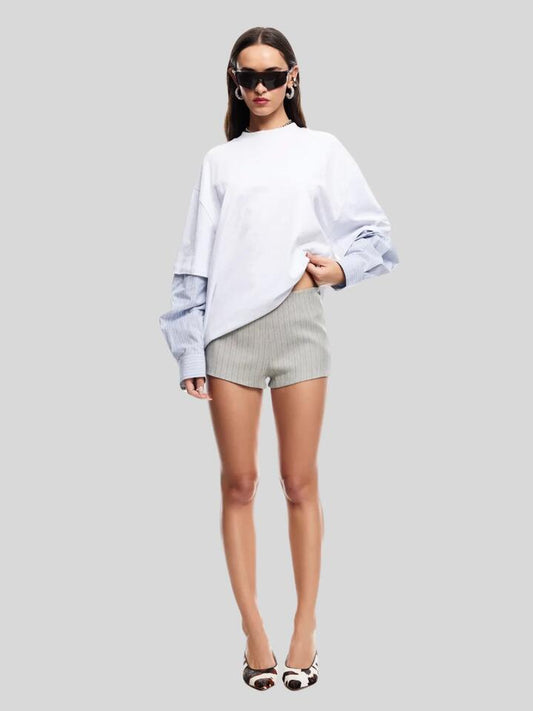 Image of a model wearing Tops. Productname: Lioness Bottega Shirt in Grey colour by brand - Lioness
