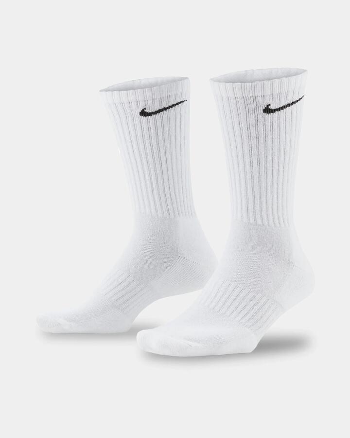 Image of Socks. Product name - Nike Kids 3-5 Everyday Cushioned Crew Socks White/Black in White/Black colour by brand - Nike
