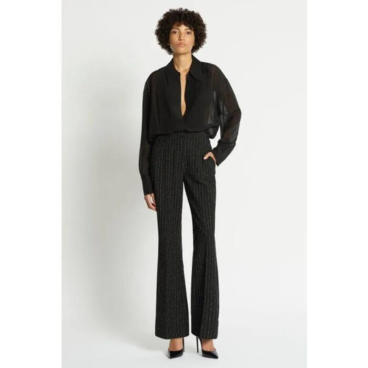 Image of a model wearing Pants. Productname: Allegro Pant in Stripe colour by brand - sass and bide