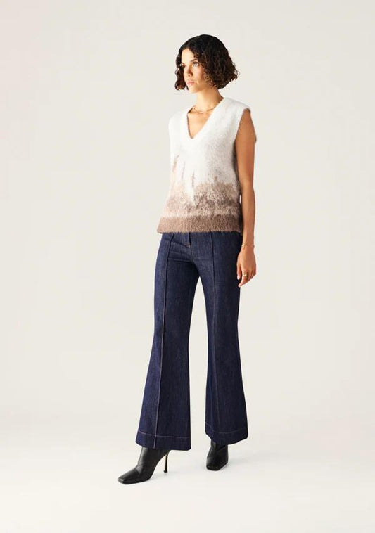 Image of a model wearing Tops. Productname: Colette Knit Vest in Mocha colour by brand - MOS The Label
