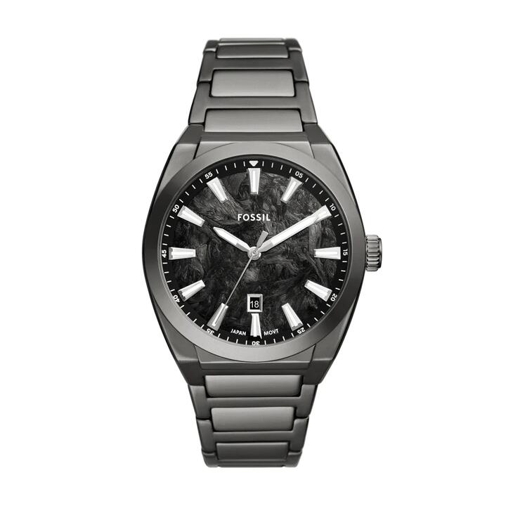 Image of Watches. Productname: Fossil Everett Three-Hand Date Gunmetal Stainless Steel Watch FS6075 in Watch colour by brand - Fossil