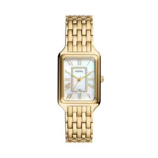 Image of Watches. Productname: Fossil Raquel Three-Hand Date Gold-Tone Stainless Steel Watch ES5304 in Watch colour by brand - Fossil