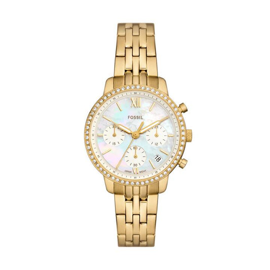 Image of Watches. Productname: Fossil Neutra Chronograph Gold-Tone Stainless Steel Watch ES5358 in Watch colour by brand - Fossil