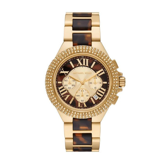 Image of Watches. Productname: Michael Kors Camille Chronograph Gold-Tone Stainless Steel and Tortoise Acetate Watch MK7269 in Watch colour by brand - Michael Kors