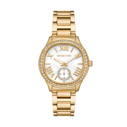 Image of Watches. Productname: Michael Kors Sage Three-Hand Gold-Tone Stainless Steel Watch MK4805 in Watch colour by brand - Michael Kors