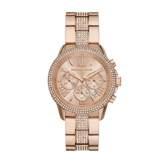 Image of Watches. Productname: Michael Kors Brynn Chronograph Rose Gold-Tone Stainless Steel Watch MK7505 in Watch colour by brand - Michael Kors