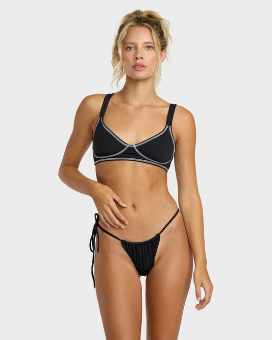 Image of Swimwear. Productname: RVCA - Womens Aren Decon Bikini Top - Black - in Black colour by brand - RVCA