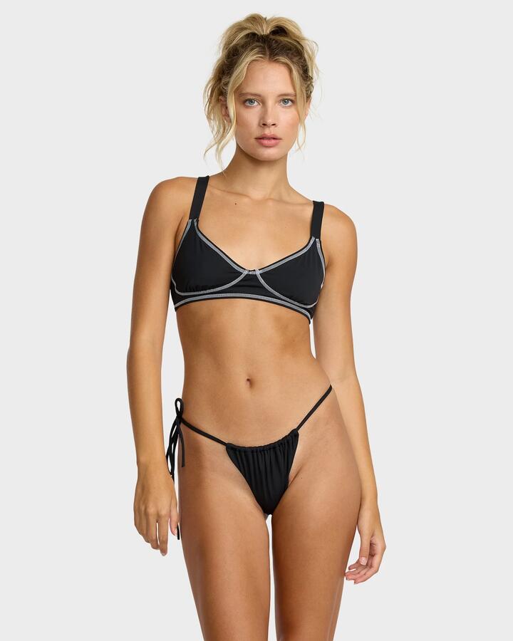 Image of Swimwear. Productname: RVCA - Womens Aren Tie Side Bikini Bottom - Black - in Black colour by brand - RVCA