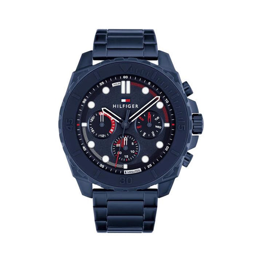 Image of Watches. Productname: Tommy Hilfiger Morgan Ionic Plated Blue Steel Navy Dial Men's Watch 1710691 in Watch colour by brand - Tommy Hilfiger