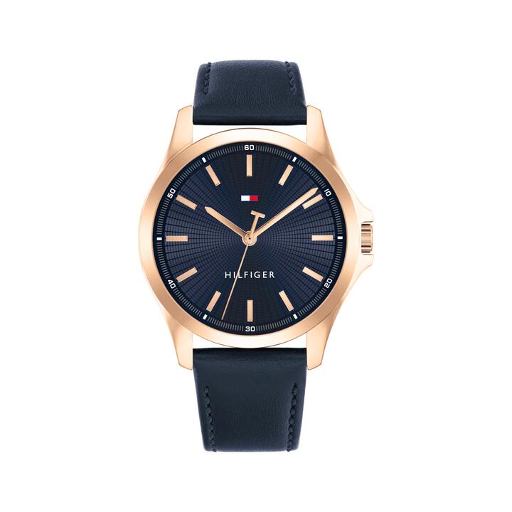 Image of Watches. Productname: Tommy Hilfiger Bruce Blue Leather Navy Dial Men's Watch 1792189 in Watch colour by brand - Tommy Hilfiger
