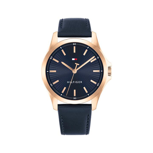 Image of Watches. Productname: Tommy Hilfiger Bruce Blue Leather Navy Dial Men's Watch 1792189 in Watch colour by brand - Tommy Hilfiger