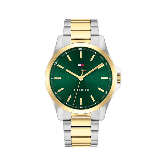 Image of Watches. Productname: Tommy Hilfiger Bruce Two Tone Stainless Steel Green Dial Men's Watch 1792192 in Watch colour by brand - Tommy Hilfiger