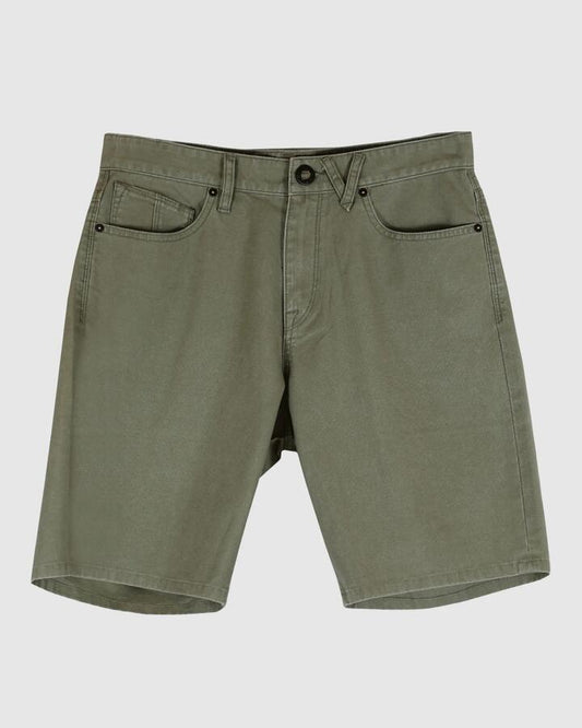 Image of Shoes. Product name - Volcom Mens Modown Canvas 5 Pocket Walk Shorts Army Green Combo in Army Green Combo colour by brand - Volcom