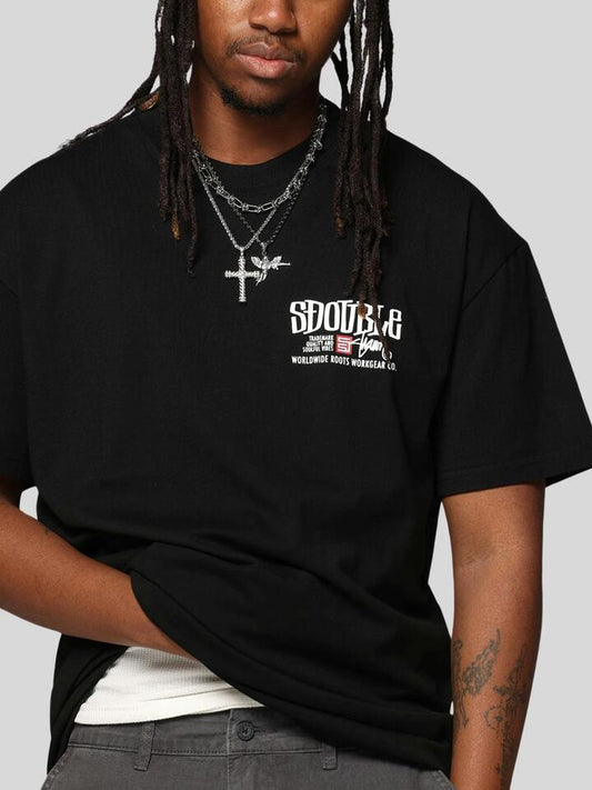 Image of a model wearing Tops. Productname: S-Double Workgear SS Tee in Black colour by brand - S-Double