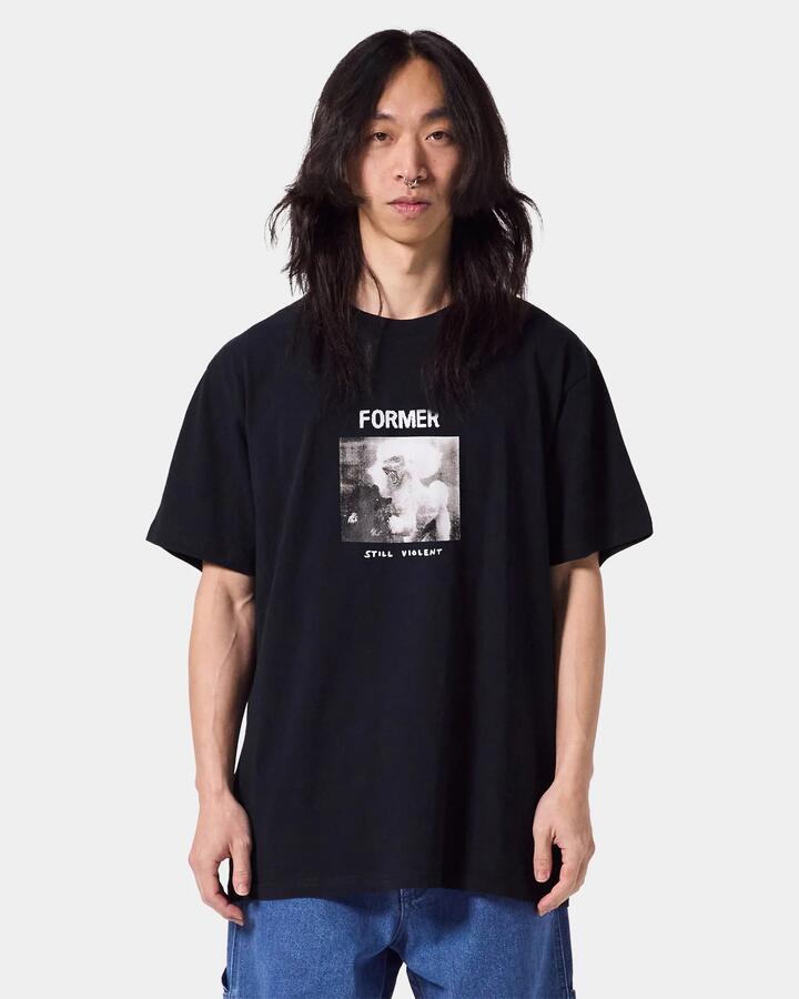 Image of T-Shirts. Product name - Former Mens War Poodle T-Shirt Washed Black in Washed Black colour by brand - Former