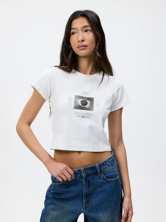 Image of a model wearing Tops. Productname: Thrills Solar Flare Mini Tee in HERITAGE WHITE colour by brand - Thrills