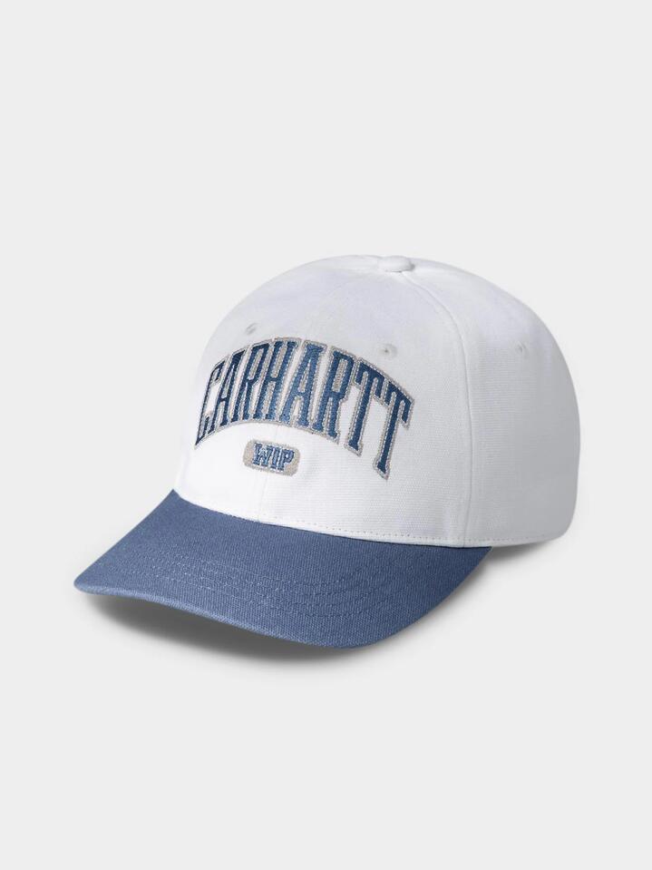 Image of Hats. Productname: Carhartt Wip Lecture Cap ONE SIZE WHITE/BLUE IRIS in WHITE/BLUE IRIS colour by brand - Carhartt Wip
