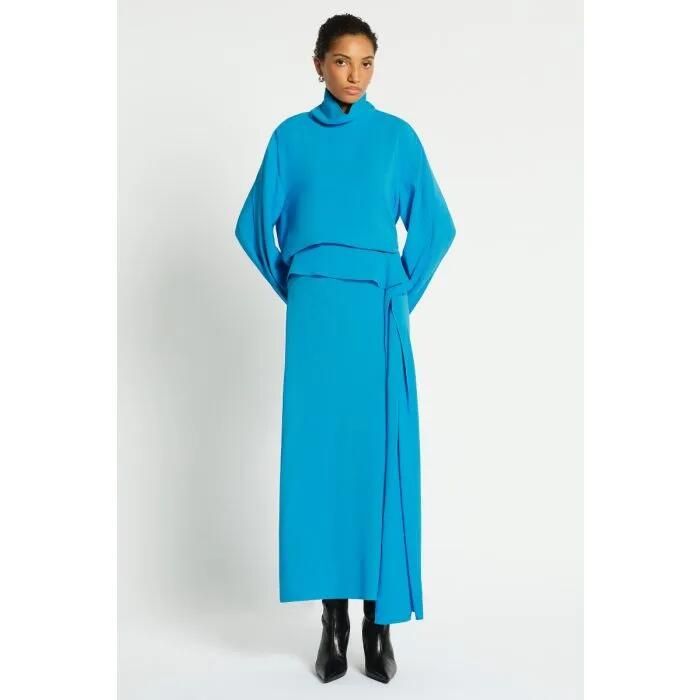 Image of a model wearing Skirts. Productname: Cerulean Skirt in CORNFLOWER colour by brand - sass and bide