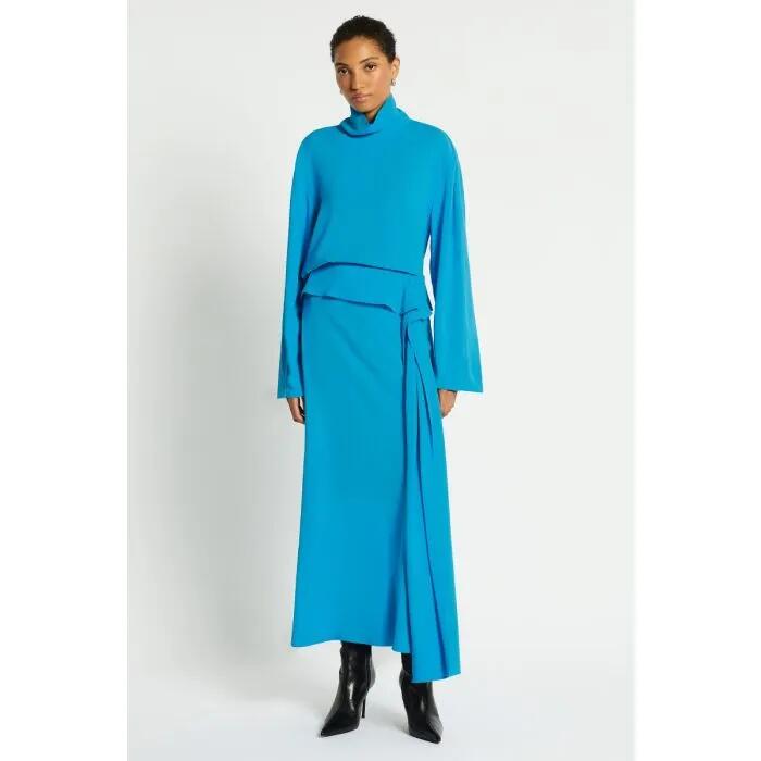 Image of a model wearing Tops. Productname: Cerulean Top in CORNFLOWER colour by brand - sass and bide