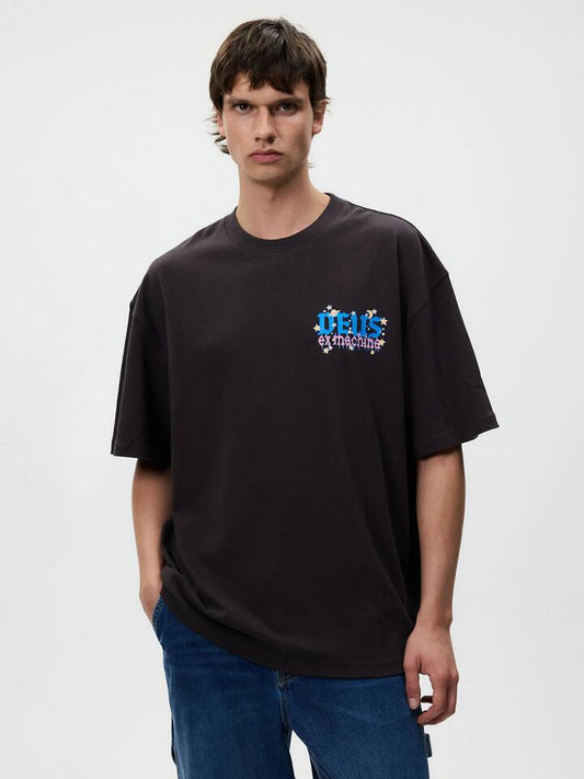 Image of a model wearing Tops. Productname: Deus Cool World Tee in Anthracite colour by brand - Deus