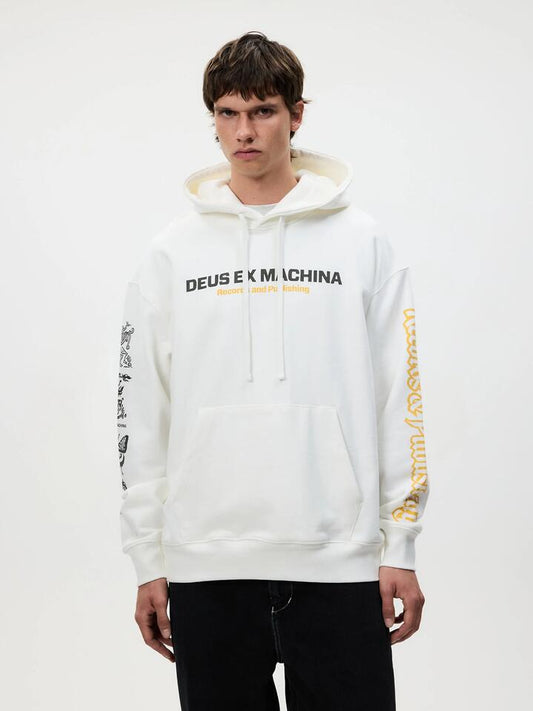 Image of a model wearing Outerwear. Productname: Deus Divine Sparks Hoodie in Vintage White colour by brand - Deus
