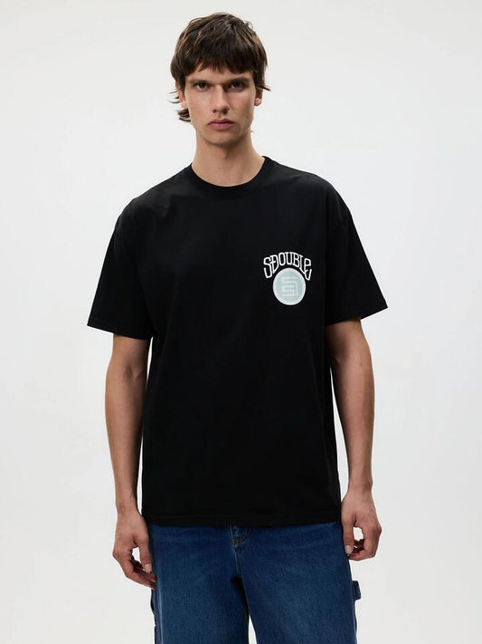 Image of a model wearing Tops. Productname: S-Double Goosebumps SS Tee in WASHED BLACK colour by brand - S-Double